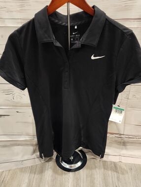 Nike Black Polo Shirt with White Swoosh